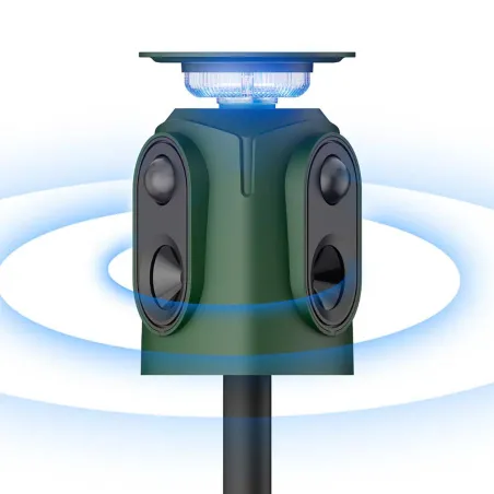 Répulsif solaire ultrasons 360° - Étanche IP65 - Anti-nuisibles