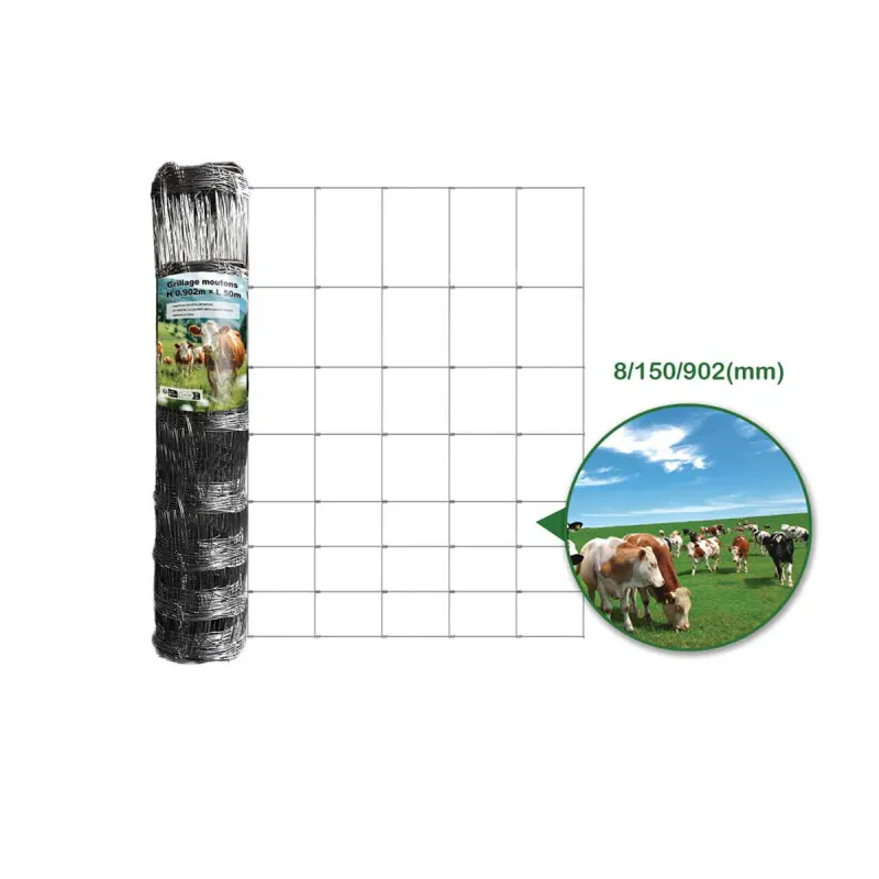 Grillage moutons galvanisé 0,95m x 50m - maille 8/15/90,2mm