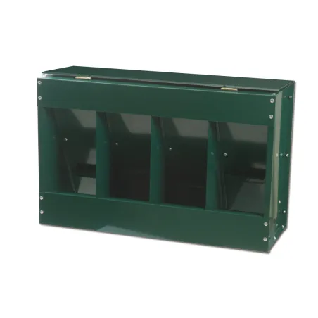 Mangeoire 4 cases 20 kg verte thermolaquée 46x17x40 cm