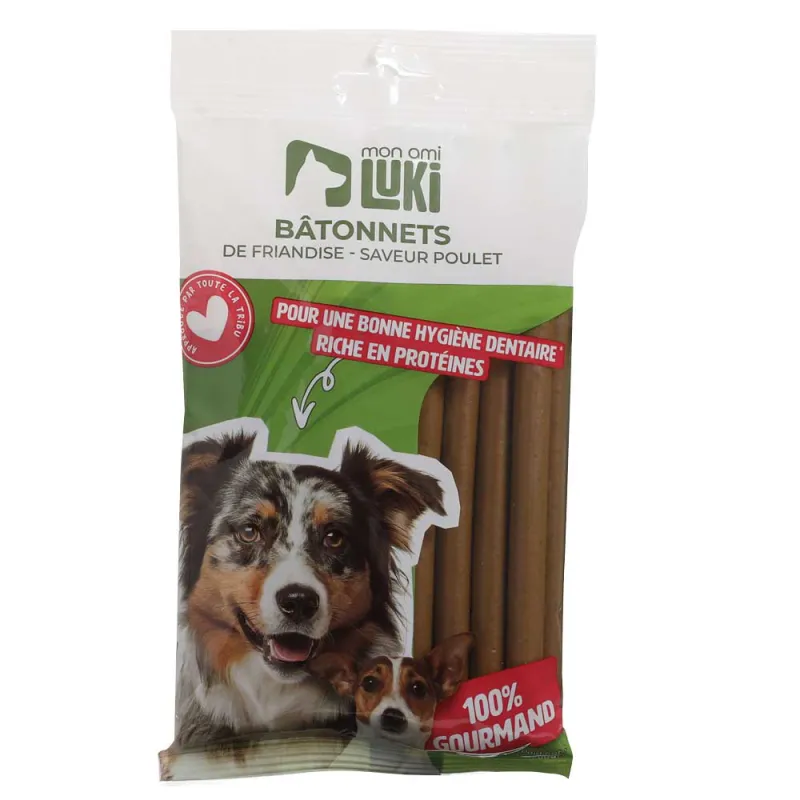 Friandises bâtonnets poulet 200g pour chiens - Luki