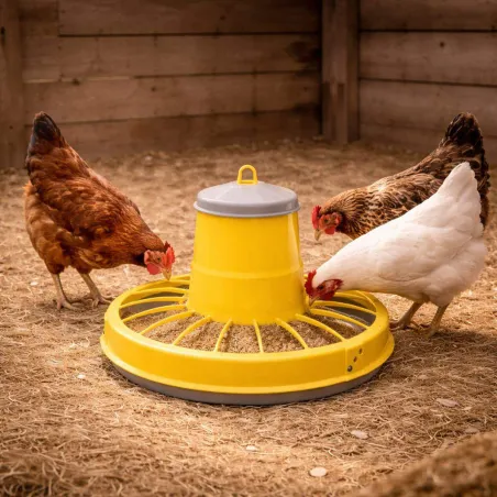 Mangeoire trémie 10 kg jaune anti-gaspi pour volailles