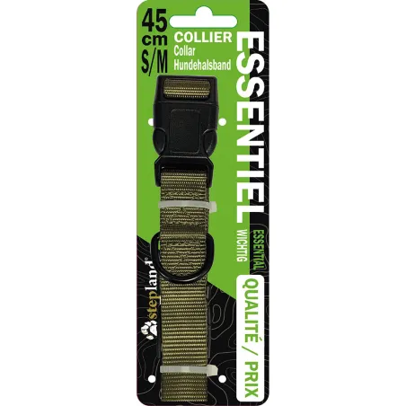 Collier polyester kaki réglable 45 cm Stepland