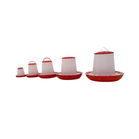 Mangeoire volailles 6 kg - Rouge/blanc - Poignée intégrée