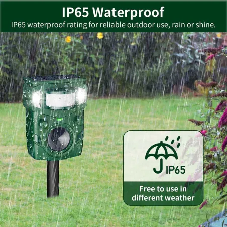 Répulsif solaire/USB ultrasons + flash - 8m - Anti-nuisibles