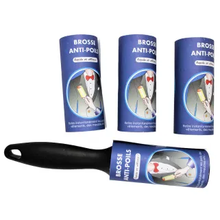 Brosse adhésive anti-peluches + 3 recharges textile