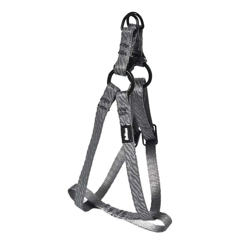 Harnais nylon gris réfléchissant 65-80 cm ajustable