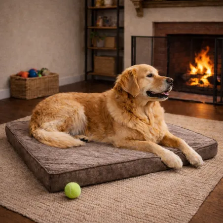 Coussin doux antidérapant marron 90x62cm pour chien