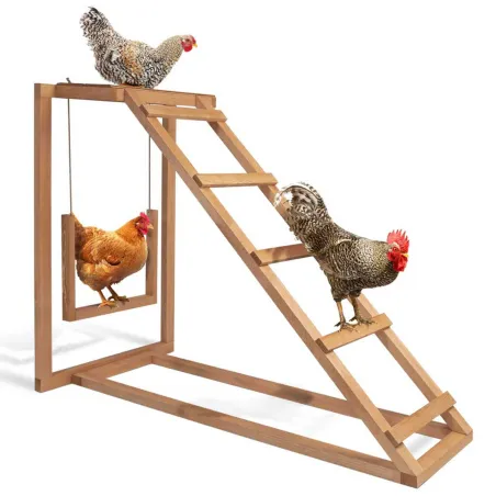 Perchoir bois avec échelle et balançoire pour poules