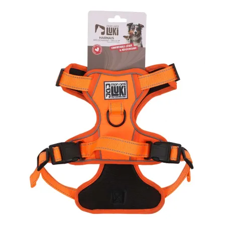 Harnais sécurité orange haute visibilité pour chien