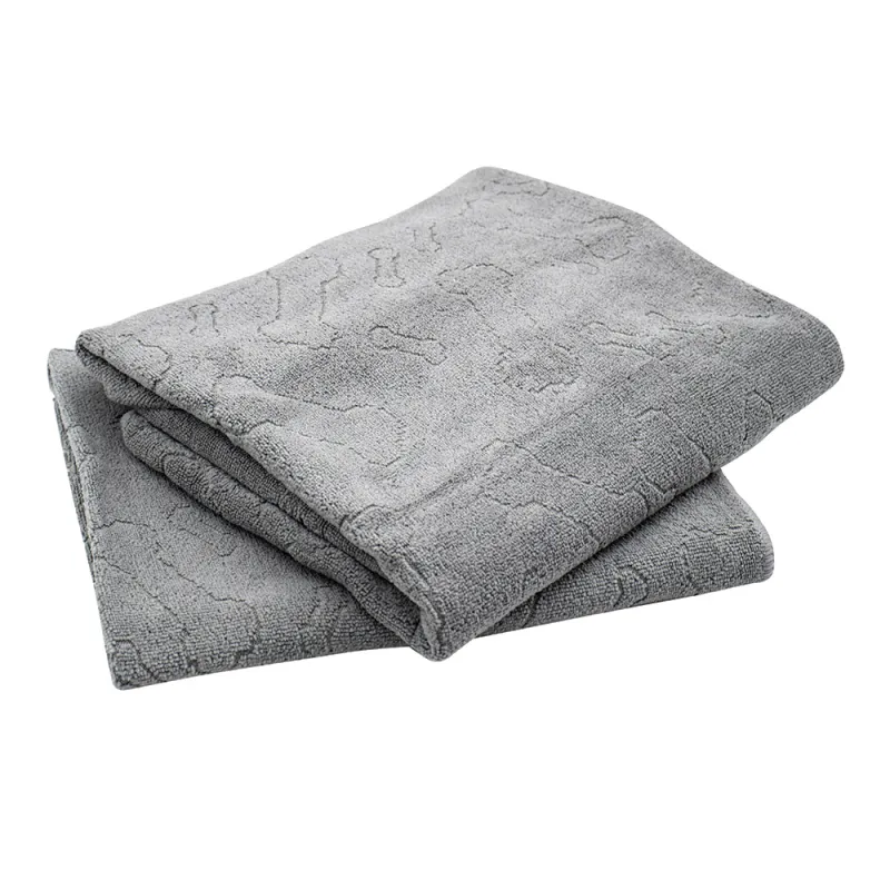 Serviette microfibre chien - Motif os gris 110x60 cm