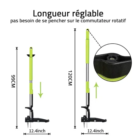 Désherbeur manuel aluminium 98 cm - Griffe anti-mauvaises herbes