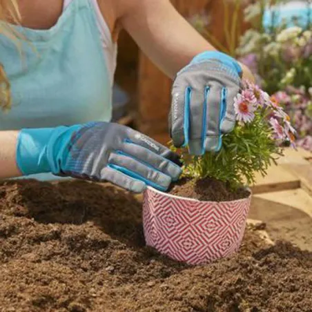 Gants Gardena® tactiles bleu/gris - Jardinage antidérapant