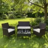 Salon de jardin 4p résine tressée marron - extérieur