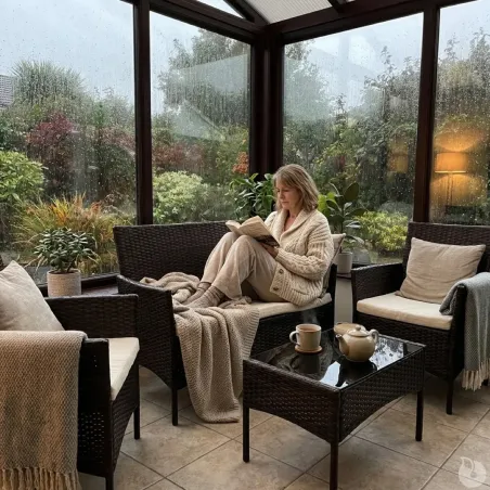 Salon de jardin 4p résine tressée marron - extérieur