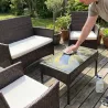 Salon de jardin 4p résine tressée marron - extérieur