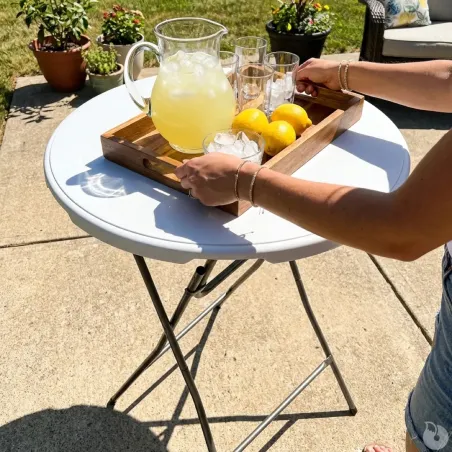 Table bar ronde blanche 80 cm - Pliable - Design moderne