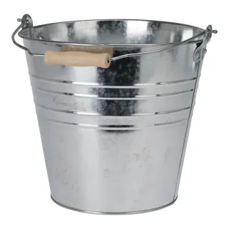 Seau en zinc 10 L avec anse et poignée bois