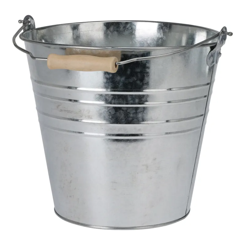 Seau en zinc 10 L avec anse et poignée bois