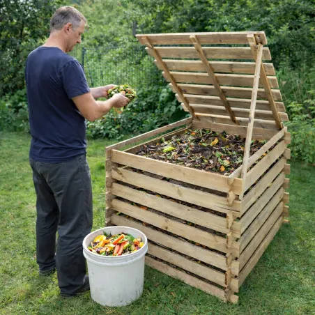Composteur bois 510L - 80x80cm avec couvercle