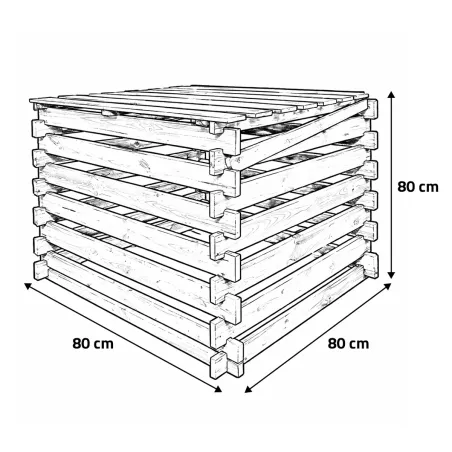 Composteur bois 510L - 80x80cm avec couvercle