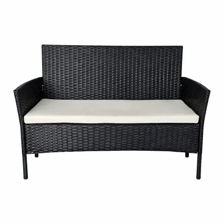 Salon jardin 4p résine tressée noir - détente extérieure