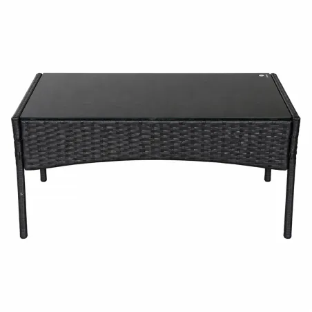 Salon jardin 4p résine tressée noir - détente extérieure