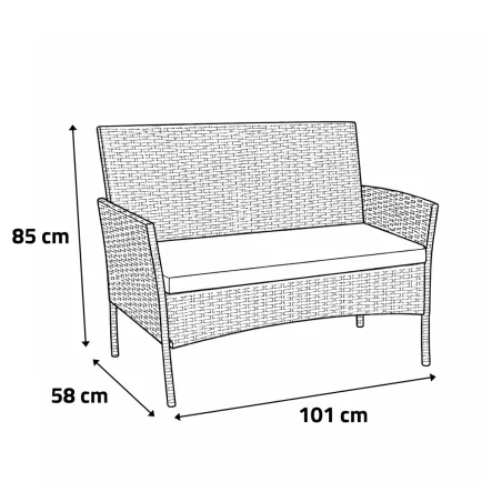 Salon jardin 4p résine tressée noir - détente extérieure