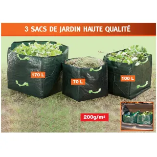 Lot de 3 sacs de jardin étanches et pliables