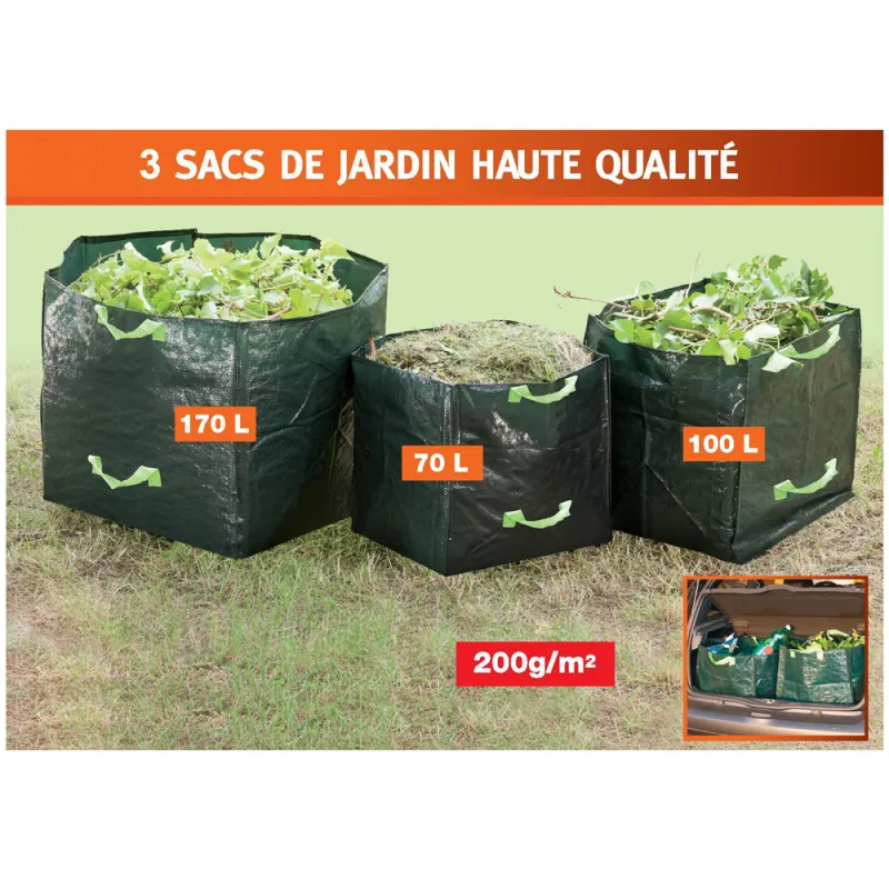 Lot de 3 sacs de jardin étanches et pliables