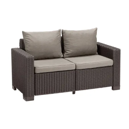 Canapé jardin Keter California 2 places marron rotin