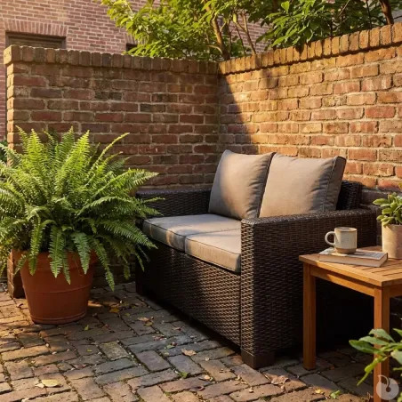 Canapé jardin Keter California 2 places marron rotin