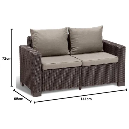 Canapé jardin Keter California 2 places marron rotin