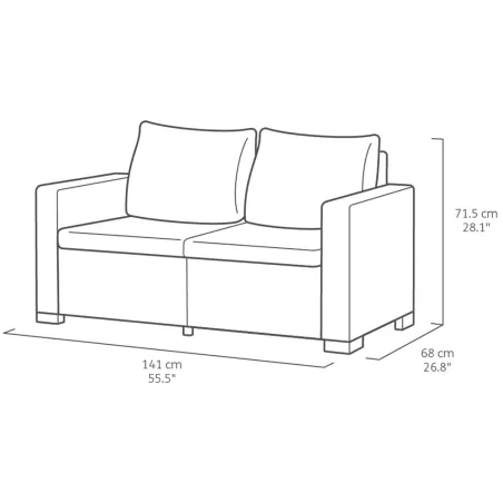 Canapé jardin Keter California 2 places marron rotin