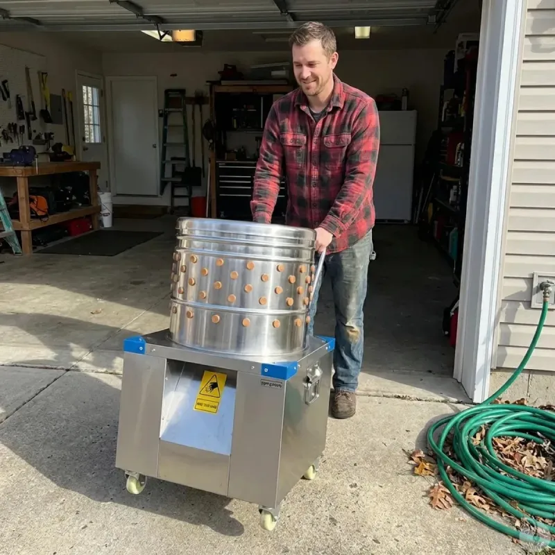 Plumeuse humide inox 154 doigts - Tambour 60 cm pour volailles