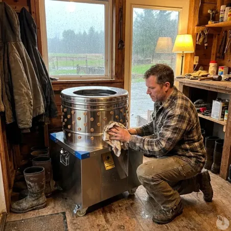 Plumeuse humide inox 154 doigts - Tambour 60 cm pour volailles