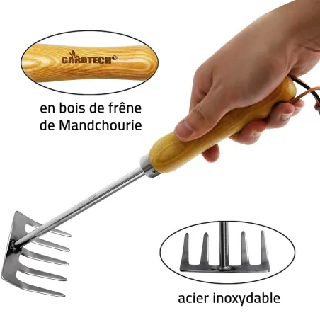 Râteau jardin acier/bois 33 cm - précis et maniable