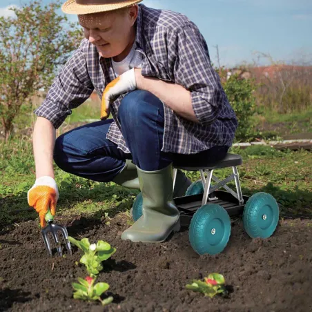 Tabouret jardin roulant 49,5x43cm - Charge 200kg max