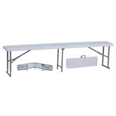 Banc pliable blanc 3 places - 180x27x43 cm extérieur