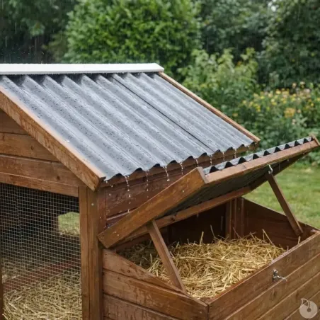 Poulailler bois 3 poules - Toit plastique - 112x77x92 cm