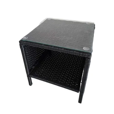 Salon jardin 2 fauteuils & table basse tressée noire