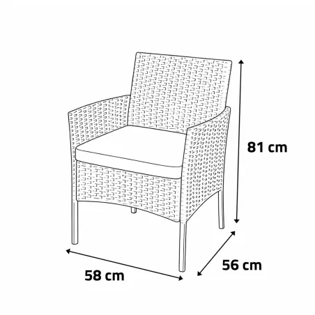 Salon jardin 2 fauteuils & table basse tressée noire