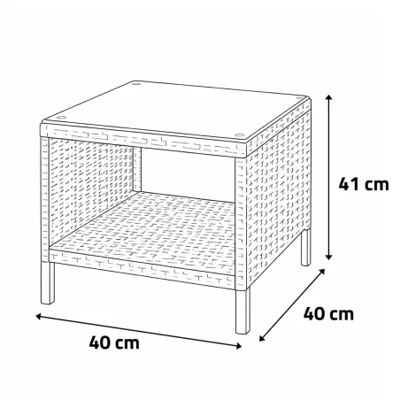 Salon jardin 2 fauteuils & table basse tressée noire