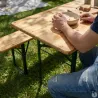 Ensemble table et bancs pin massif 177 cm extérieur