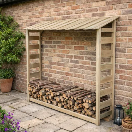 Abri à bûches 1,8 stères - Bois traité autoclave 170x46x182 cm