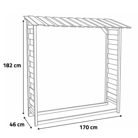 Abri à bûches 1,8 stères - Bois traité autoclave 170x46x182 cm
