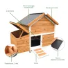 Poulailler 3 poules bois + enclos sécurisé toit plastique