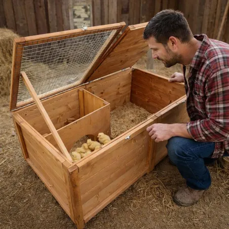 Abris poussins bois 2 espaces - 83x49x36 cm éleveurs