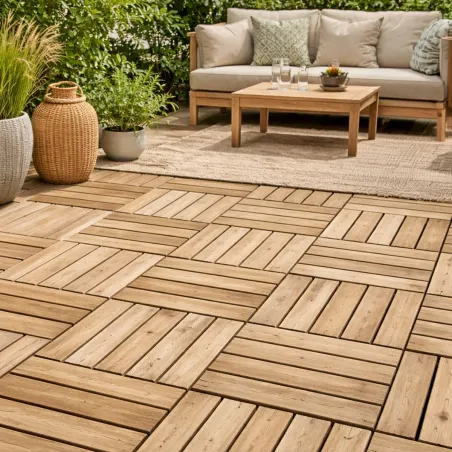 Lot de 4 dalles bois autoclave 40x40 cm - extérieur