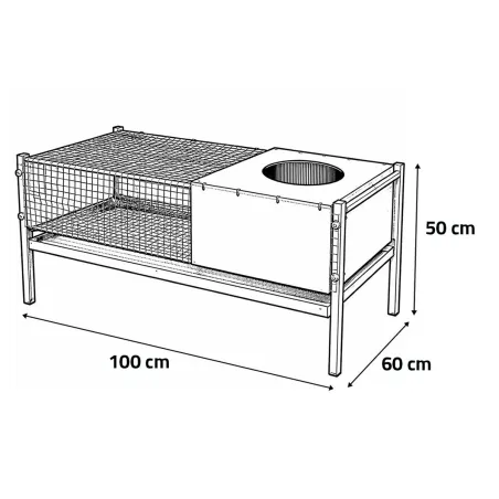 Cage éleveuse pour 50 poussins ou cailles 100x60x50 cm