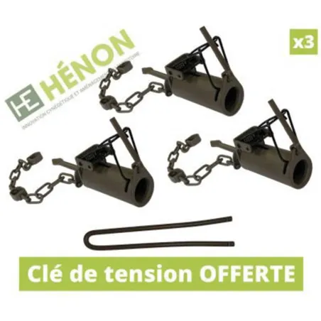 Lot de 3 pièges raton laveur tube métal 9cm + chaîne 30cm